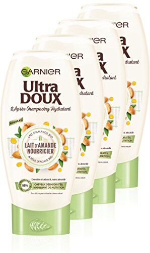 Garnier Ultra Morbido Balsamo per capelli idratante latte di mandorla fertile 200 ml – Set di 4