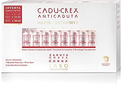 LABO Crescina Cadu-Crex Anti Caduta Rapid Intensive Caduta Grave Donna Trattamento per Capelli Diradati 40 fiale