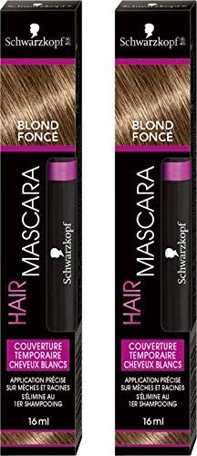 Schwarzkopf Hair Mascara Colorazione radici temporanee, biondo scuro, 16 ml, confezione da 2