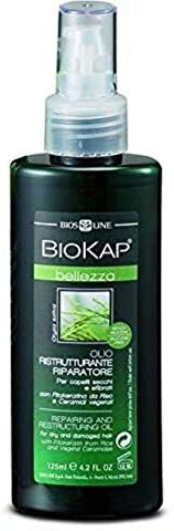 Bios Line BIOKAP Olio Ristrutturante Riparatore, Gocce di Bellezza Per Capelli Secchi e Sfibrati, con FitoKeratina da Riso e Olio di Mandorle Dolci, 125 ml