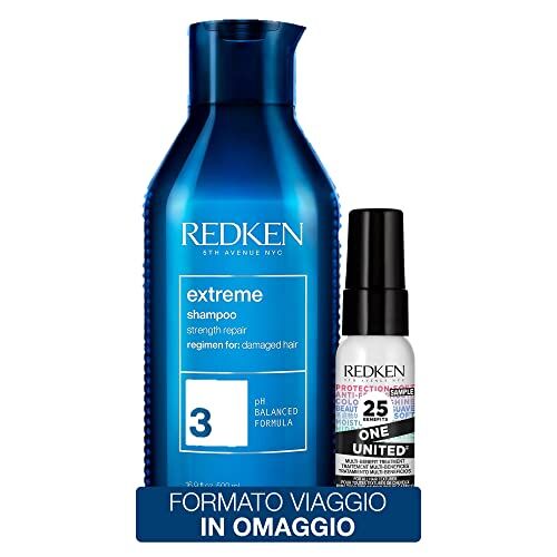 Redken KIT Extreme Shampoo 300ml + Formato Viaggio One United, Per capelli danneggiati, Extreme