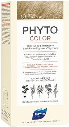 Phyto color 10 Biondo Chiarissimo Extra Colorazione Permanente senza Ammoniaca, 100% Copertura Capelli Bianchi