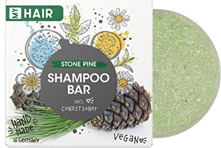 accentra My HAIR Shampoo Bar Natural by , shampoo solido, sapone per capelli, cosmetico naturale, adatto a tutti i tipi di capelli, vegano, senza plastica, fatto a mano in Germania, profumo: cembro