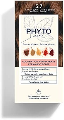 Phyto Color Kit 5.7 Castano Chiaro Tabacco Colorazione Permanente senza Ammoniaca, 100% Copertura Capelli Bianchi