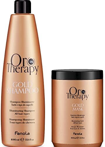 FANOLA kit Oro Therapy gold Shampoo illuminante 1000 ml + Maschera illuminante 1000 ml