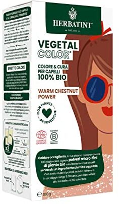 Herbatint Vegetal Color – Colorazione vegetale 100% naturale e bio  POWER – Castano caldo 100 gr