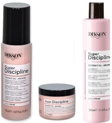 DIKSON Kit Super Discipline Maschera 500ml, Termoprotettivo anticrespo 150ml, Shampoo 300ml DiksoPrime