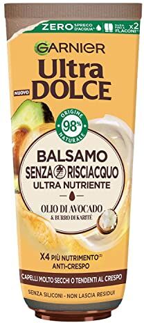 Garnier Ultra Dolce Balsamo Senza Risciacquo, Ultra Nutriente Per Capelli Molto Secchi O Tendenti Al Crespo, Olio di Avocado e Burro di Karité, 200 ml, Confezione da 1