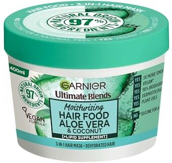 Garnier Ultimate Blends Hair Food Aloe Vera Maschera per capelli 3 in 1, 390 ml