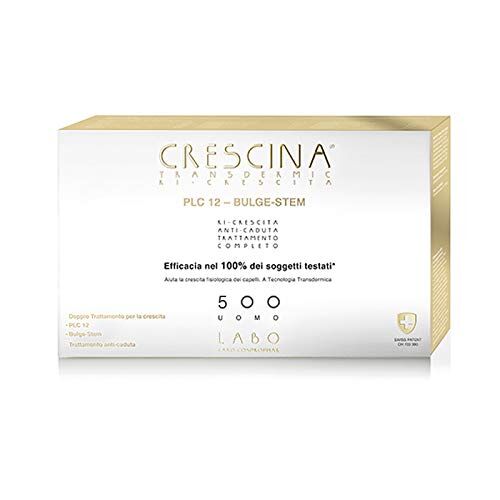 CRESCINA Trattamento Completo Transdermic Ri-Crescita PLC12 BULGE STEM ANTI-CADUTA Forte Capelli 500 UOMO 40 (14+14+12) Fiale