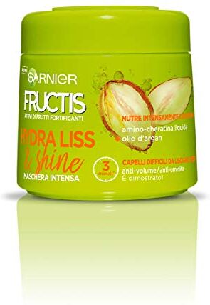 Garnier Fructis Hydra Liss 72H Maschera Fortificante per Capelli Difficili da Lisciare o Secchi, 300 ml