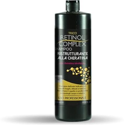 Generico 3 PEZZI SHAMPOO RISTRUTTURANTE ALLA CHERATINA CON CHERATINA IDROLIZZATA USO PROFESSIONALE 800ml RETINOL COMPLEX TRICO