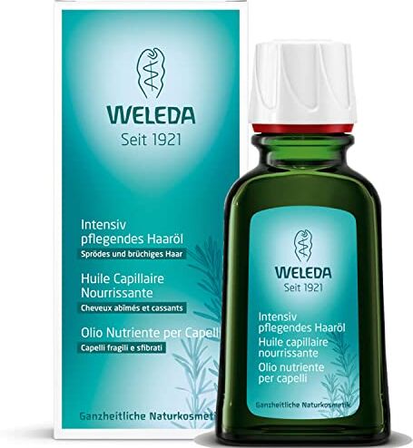 WELEDA Olio Nutriente per Capelli, trattamento che nutre in profondità il cuoio capelluto e previene le doppie punte. Rende luminosi i capelli secchi.(1x50 ml)