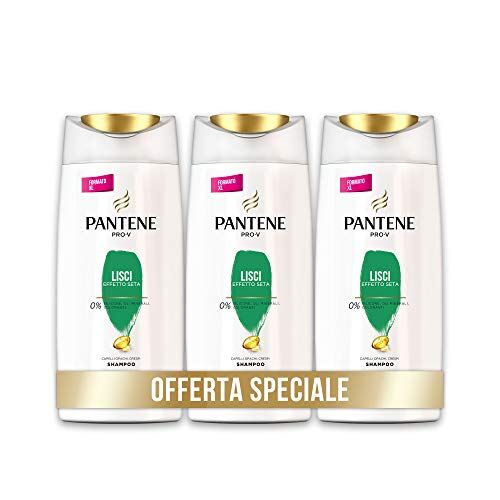 Pantene Pro-V Shampoo Effetto Seta per Capelli Lisci, Dona Morbidezza ed un Controllo Dell’Effetto Crespo, 3 x 675 ml