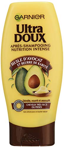 Garnier – Ultra Dolce Dopo shampoo per capelli molto secchi/ricci all’olio di avocado e burro di karité, confezione da 250 ml – Set di 3