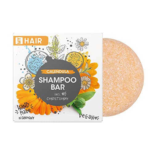 accentra MY HAIR Shampoo Bar Natural by , shampoo solido, sapone per capelli, cosmetico naturale, adatto a tutti i tipi di capelli, vegano, senza plastica, fatto a mano in Germania, profumo: calendula