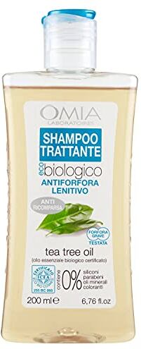 Omia Therapy Shampoo Trattante Eco Bio Con Tea Tree Oil, Shampoo Antiforfora Lenitivo, Ottimo per Capelli con Forfora e Cuoio Capelluto Irritato, Dermatologicamente Testato, 200 ml