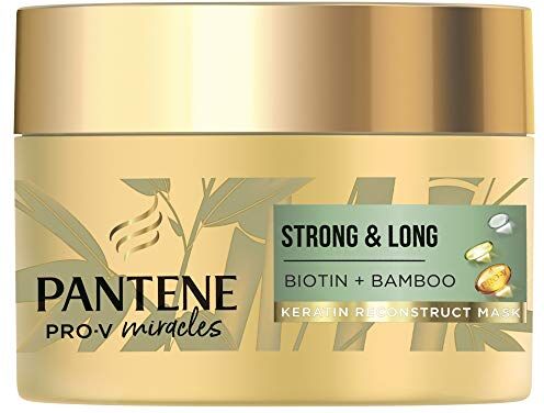 Pantene Miracles forte & lunga cheratina maschera per capelli con bambù e biotina aiuta a ridurre la perdita dei capelli. Condizionamento profondo trattamento dei capelli per capelli danneggiati, 160ml