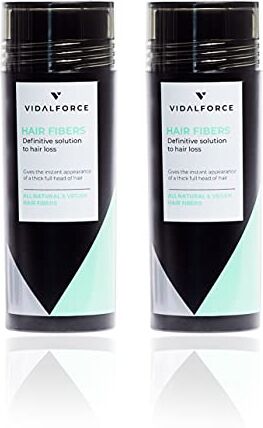 VIDALFORCE , Fibre Capelli Castano Chiaro I Pack 2x30gr = 60gr I Contro la caduta dei capelli e la calvizie I Fibre Capillari I Polvere Volumizzante Capelli I Polvere per capelli Uomo & Donna