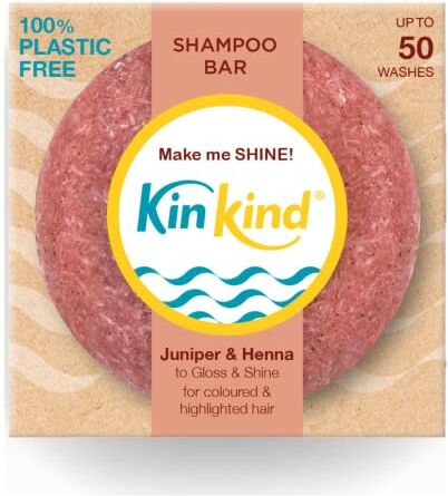 KinKind Make me SHINE! Shampoo Bar per capelli colorati e illuminanti, arricchito con estratti di henné e ginepro, per capelli morbidi e lisci con una maggiore lucentezza