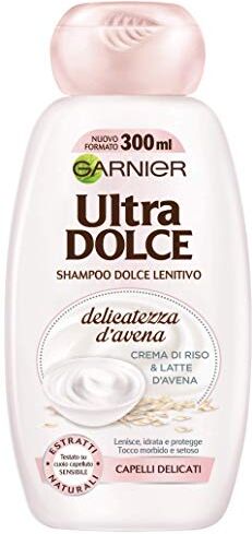 Garnier Ultra Dolce Shampoo Delicatezza d'Avena per Capelli Delicati con Crema di Riso e Latte d'Avena senza Parabeni, Confezione da 2 x 300 ml