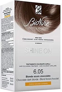 BioNike Shine On Trattamento Colorante Capelli, Kit Tinta per Cute Sensibile Senza Ammoniaca, Azione Nutriente e Protettiva, Dona un Colore Naturale e Brillante, Copre i Capelli Bianchi