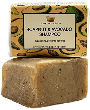 Funky Soap 1 Pezzo Soapnut e Avocado Olio Shampoo Bar 100% Naturale Artigianale Ca. 120g