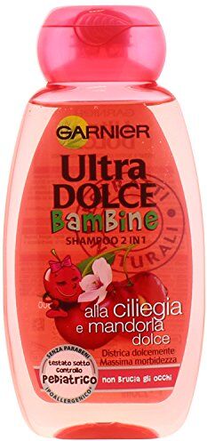 Garnier Ultra Dolce Bambine alla Ciliegia e Mandorla Dolce Shampoo 2in1 per Bambini, 250 ml