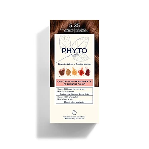 Phyto Color Kit 5.35 Castano Chiaro Cioccolato Colorazione Permanente senza ammoniaca, 100% Copertura Capelli Bianchi