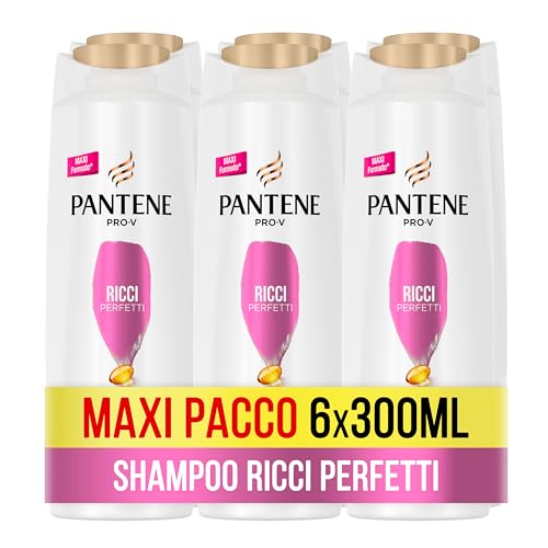 Pantene Shampoo Pro-V Ricci Perfetti, per Capelli Ricci Definiti, per Crespi e Ribelli, Capelli Luminosi e Corposi, Maxi Formato da 6 x 300 ml