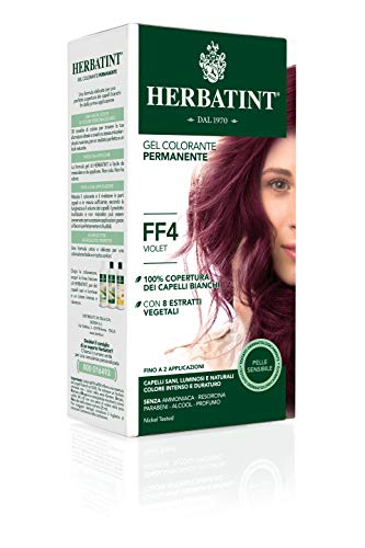 Herbatint Gel Colorante Permanente per Capelli  Violet 150 ml, senza Ammoniaca, 100% Copertura Capelli Bianchi, per Pelli Sensibili, con 8 Estratti Naturali Bio