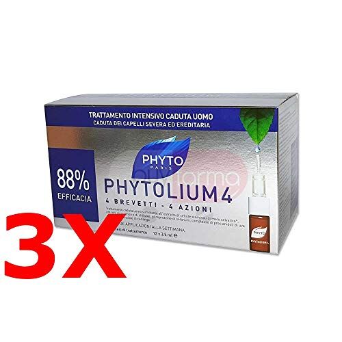 Phyto Offerta 3X  lium 4 Trattamento Intesiva Anticaduta Uomo 36 Fiale (3 mesi di terapia)