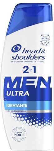 Head & Shoulders Men Ultra Idratante 2 in 1 Shampoo e Balsamo Antiforfora 6x250ml per Uso Quotidiano. Combatte Forfora, Prurito, Secchezza e Capelli Grassi. Con Minerali Marini. Sensazione Di Pulizia