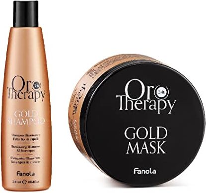 FANOLA Kit Oro Therapy Gold Shampoo Illuminante 300 ml + Maschera Illuminante 300 ml