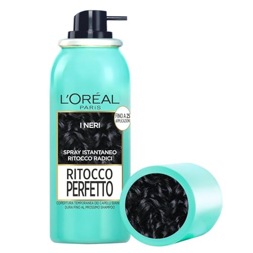 L'ORÉAL Paris Spray Ritocco Perfetto, Spray Istantaneo per Radici e Capelli Bianchi, Durata fino a 1 Shampoo, Colore: Nero, 75 ml