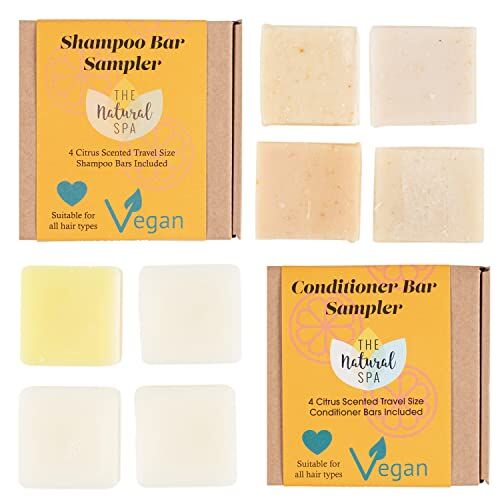 The Natural Spa 4 x Shampoo e 4 x Balsamo Mini Bar   Ingredienti naturali   Oli essenziali nutrienti   Senza parabeni   SLS gratuito   Vegan-friendly (Agrumi)