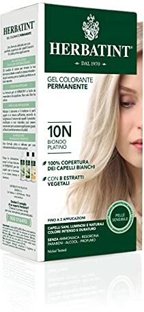 Herbatint Gel Colorante Permanente per Capelli 10N Biondo Platino 150 ml, senza Ammoniaca, per Pelli Sensibili, con 8 Estratti Naturali Bio