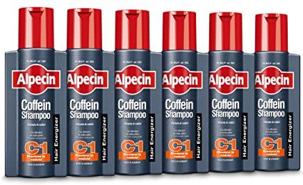 Alpecin Coffein Shampoo C1 6 x 250 ml   Shampoo contro diradamento capelli   Shampoo anticaduta uomo    Coffein Shampoo contro la caduta ereditaria die capelli   Rinforza le radici die capelli