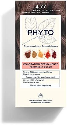 Phyto Color Kit 4.77 Castano Marrone Intenso Colorazione Permanente senza Ammoniaca, 100% Copertura Capelli Bianchi