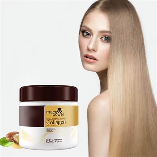 Generico Maschera Capelli-Maschera Capelli Riparazione Profonda -Capelli Secchi Danneggiati-Collagene e Argan-Condizionatore con Maca e Acido Ialuronico-Lisciato Idratazione Intensa-500ml. (1pc)