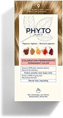 Phyto color 9 Biondo Chiarissimo Colorazione Permanente senza Ammoniaca, 100% Copertura Capelli Bianchi