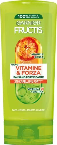 Garnier Fructis Balsamo Fortificante, Per Capelli Fragili, Anti-Rottura, Per Capelli Forti e Sani, Con Vitamina C e Biotina, Vitamine & Forza, 200 ml