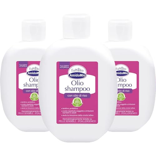 Generic AMIDOMIO Olio Shampoo Flacone da 200ml, Senza Oli Minerali e Siliconi Detergente Fisiologico Per Capelli Fragili e Cuoio Capelluto Sensibile (3 Confezioni)