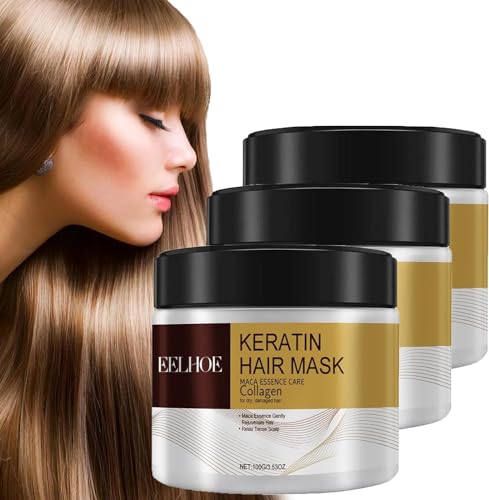 generic Collagen Hair,Collagen Hair Treatment,100 ML Conditioning Argan Oil Hair Maskes,Deep Conditioner Repair Masquefor Dry Damaged Hair All Hair Types (3PCS)