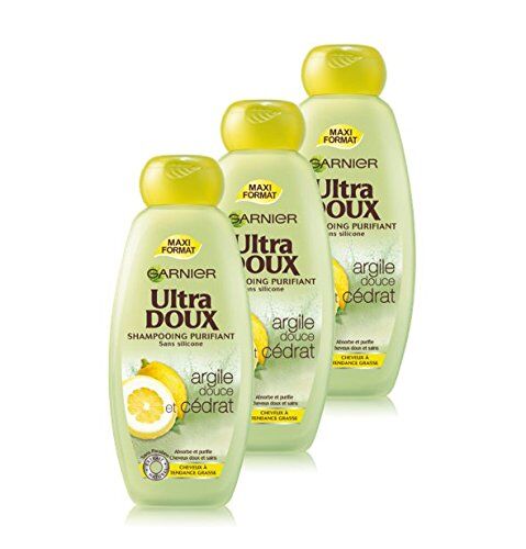 Garnier – Ultra Dolce, Shampoo Purificante per Capelli Grassi, con Argilla Dolce/Cedro, 400 ml, Set di 3