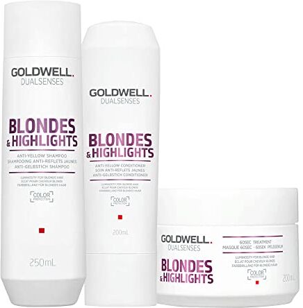 Goldwell Dualsenses Blonde & Highlights Anti-Yellow Shampoo 250ml Conditioner 200ml 60Sec Treatment