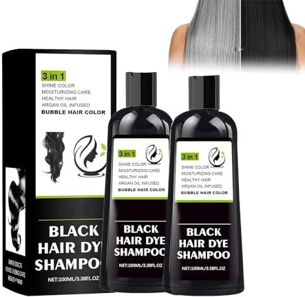 Generic Fardu Shampoo Tintura Capelli Neri, Fardu Bolla Colore Capelli, Uomini 3 in 1 Barba Nera Semplice Colore Capelli Tintura Shampoo， Crema Tintura Capelli Bolla Pianta (nero)