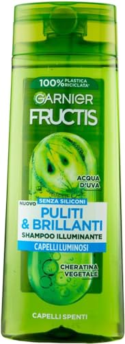 Garnier Fructis Shampoo Illuminante, Per Capelli Spenti, Effetto Luminoso, Con Cheratina Vegetale, Puliti & Brillanti, 250 ml