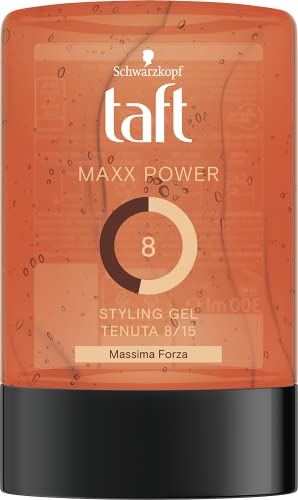 Schwarzkopf , Taft, Gel Max Power, Gel per Capelli Uomo, Rinforzante, Anti Gravità, Tenuta Fino a 72 Ore, Vegano, 300 ml