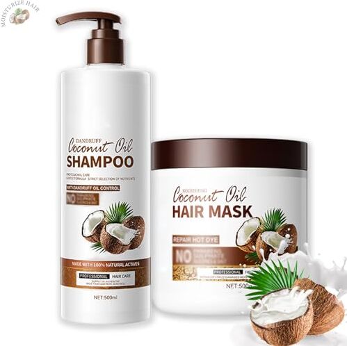 Generico Coconut Oil Shampoo & Hair Mask, Coconut Shampoo, 2024NEW Herbal Essence Coconut Milk Shampoo, Natural Organic Nourishing Moisturizing Refreshing Oil Control (Shampoo & Hair Mask)